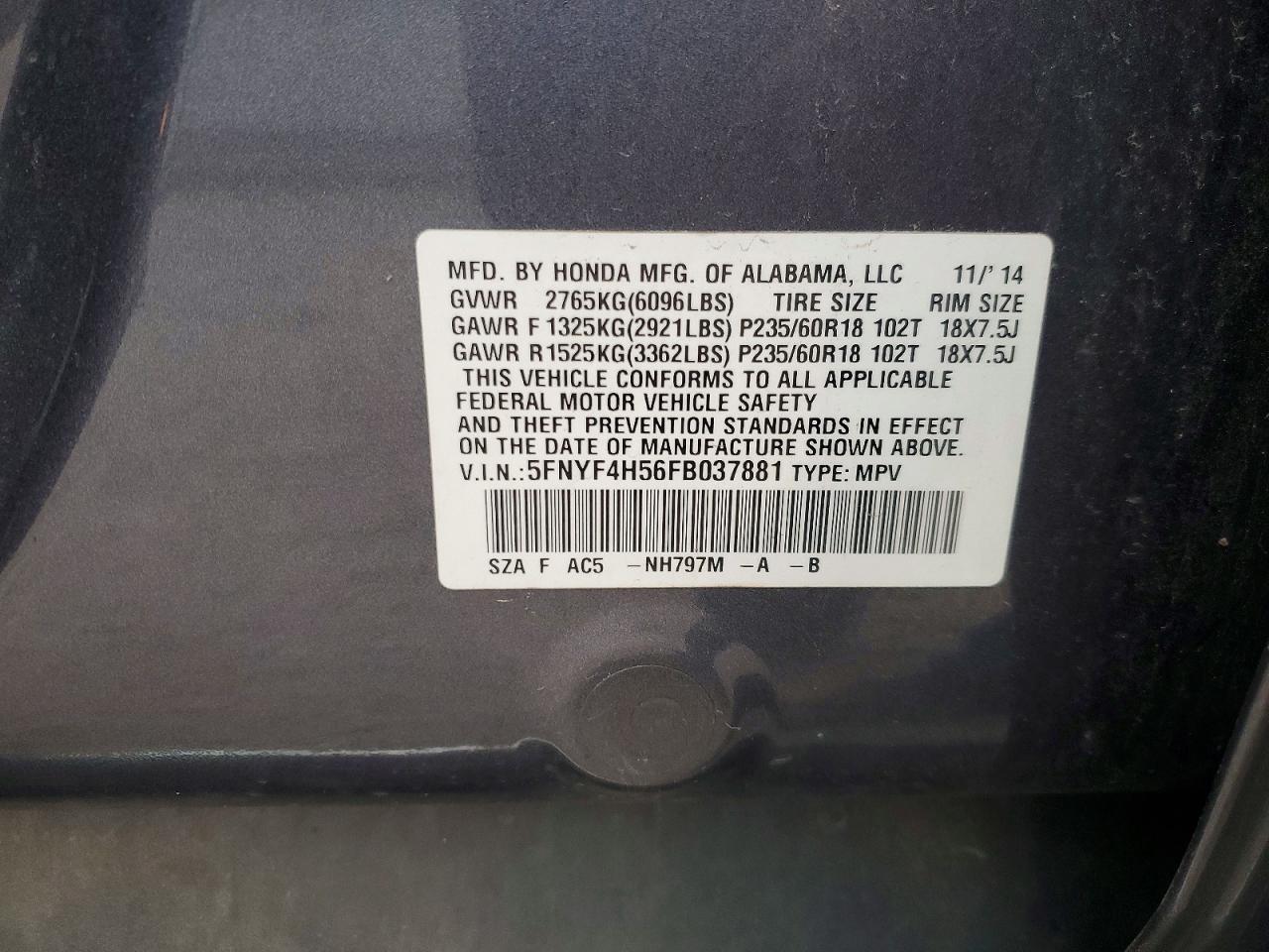 2015 HONDA PILOT