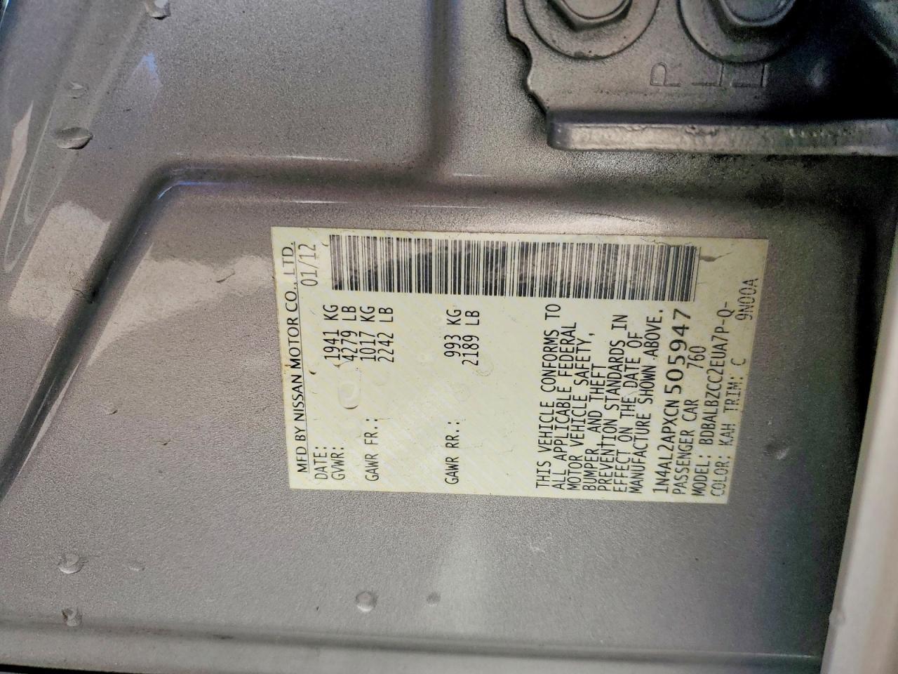 2012 NISSAN ALTIMA