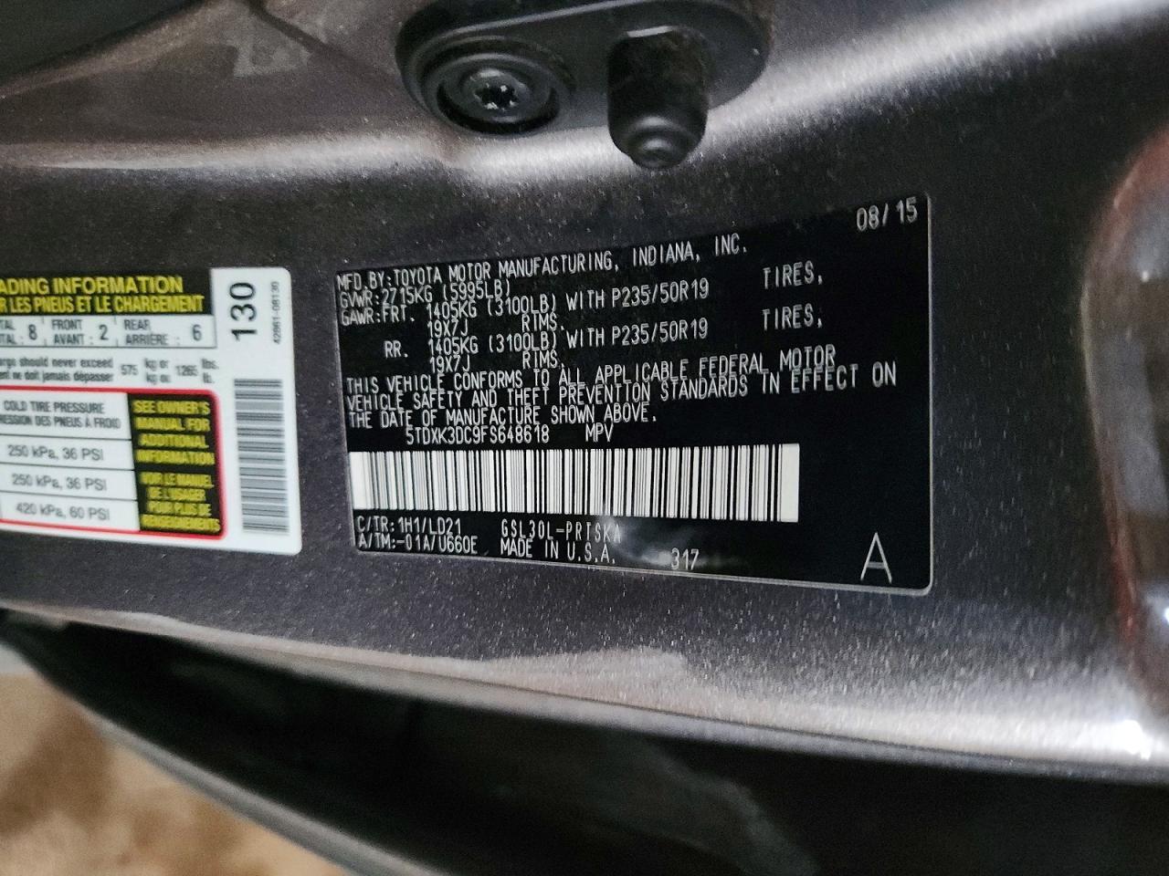2015 TOYOTA SIENNA