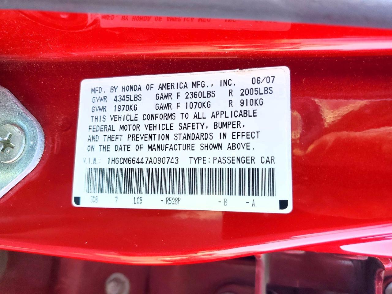 2007 HONDA ACCORD