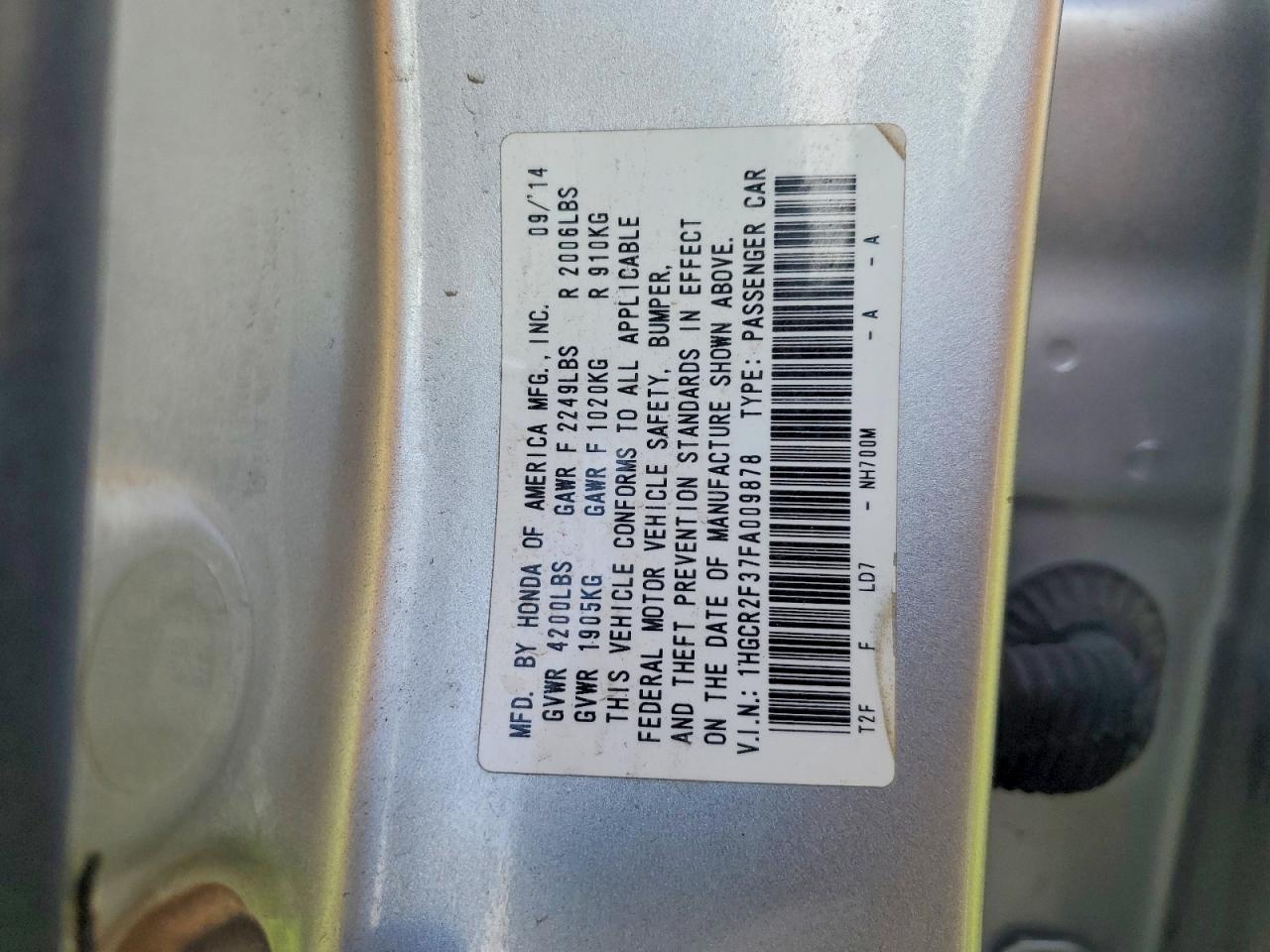 2015 HONDA ACCORD