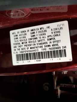 2012 HONDA ACCORD