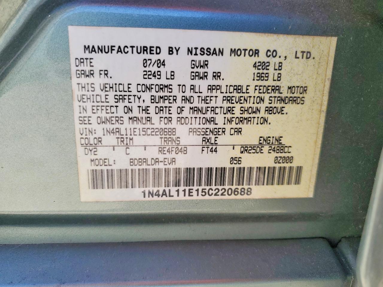 2005 NISSAN ALTIMA