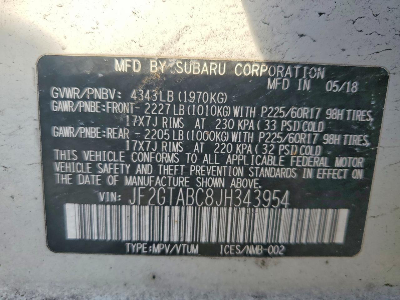 2018 SUBARU Crosstrek