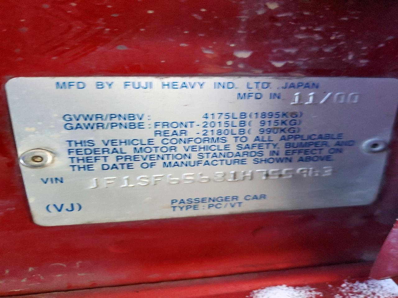 2001 SUBARU FORESTER
