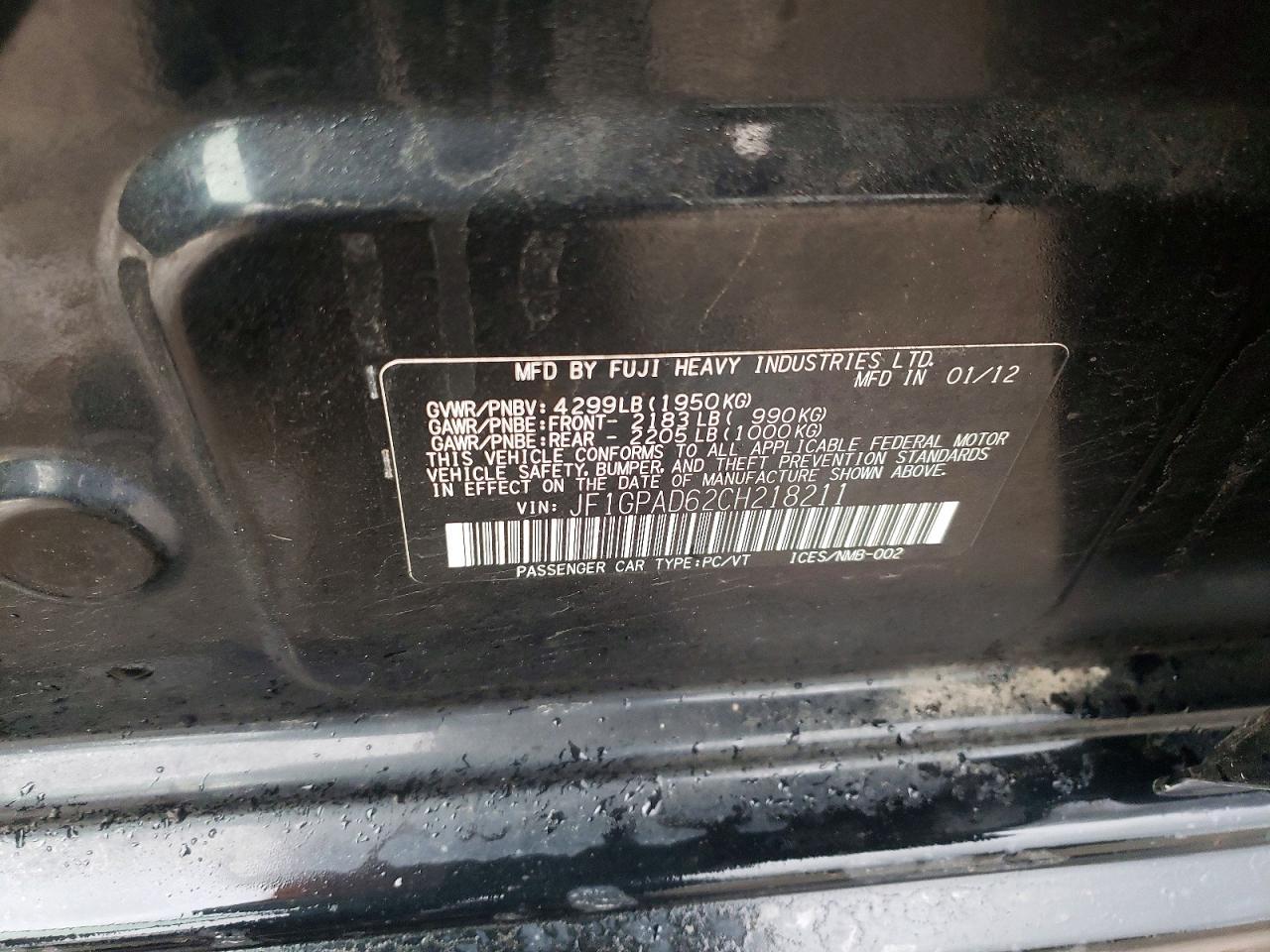 2012 SUBARU IMPREZA
