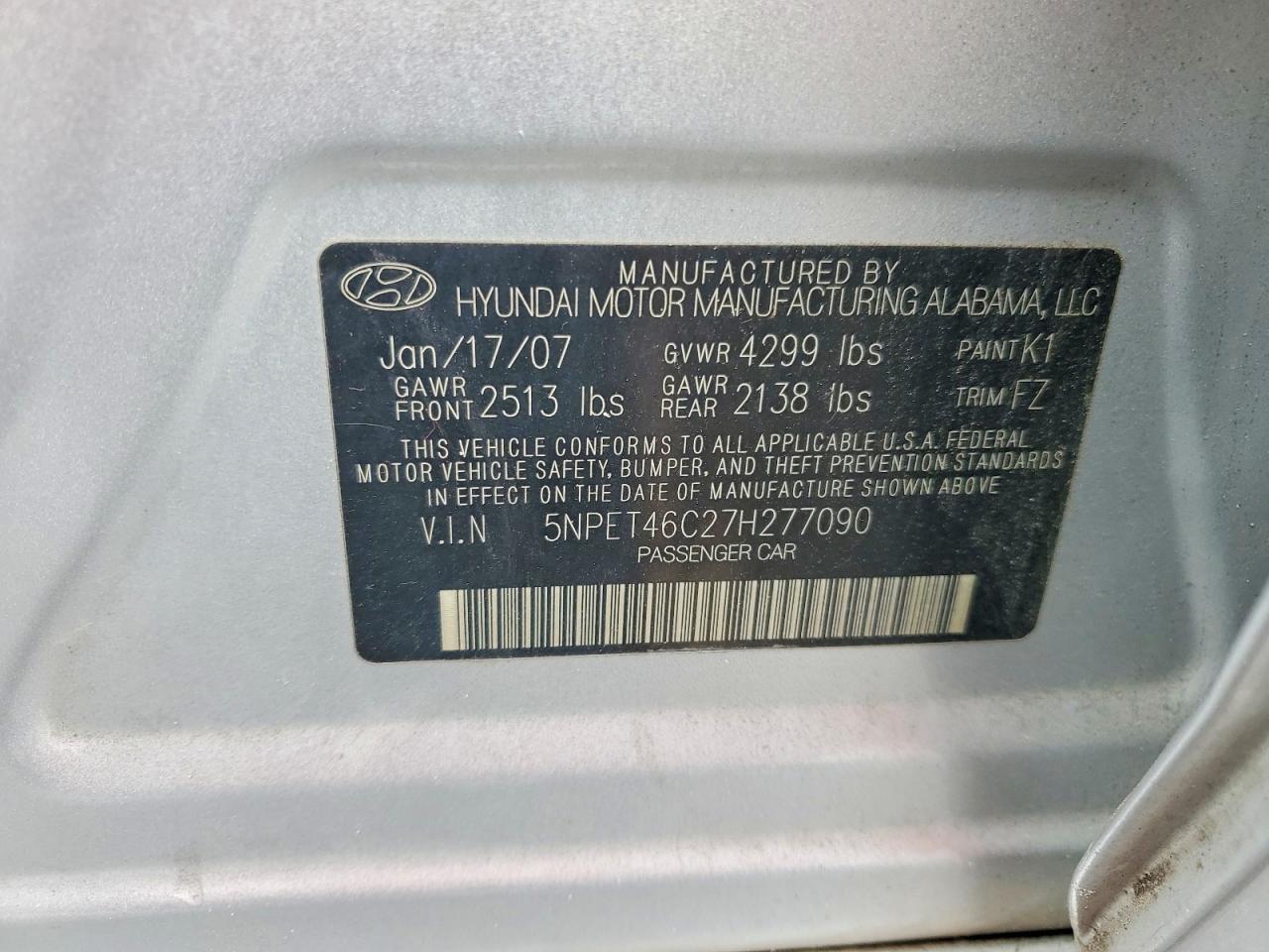 2007 HYUNDAI SONATA
