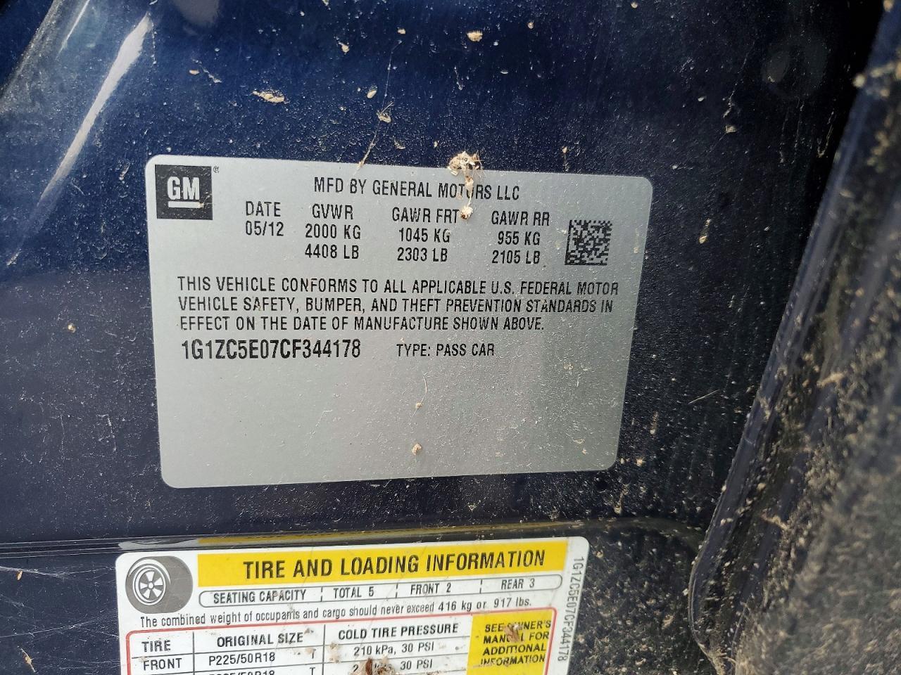 2012 CHEVROLET MALIBU