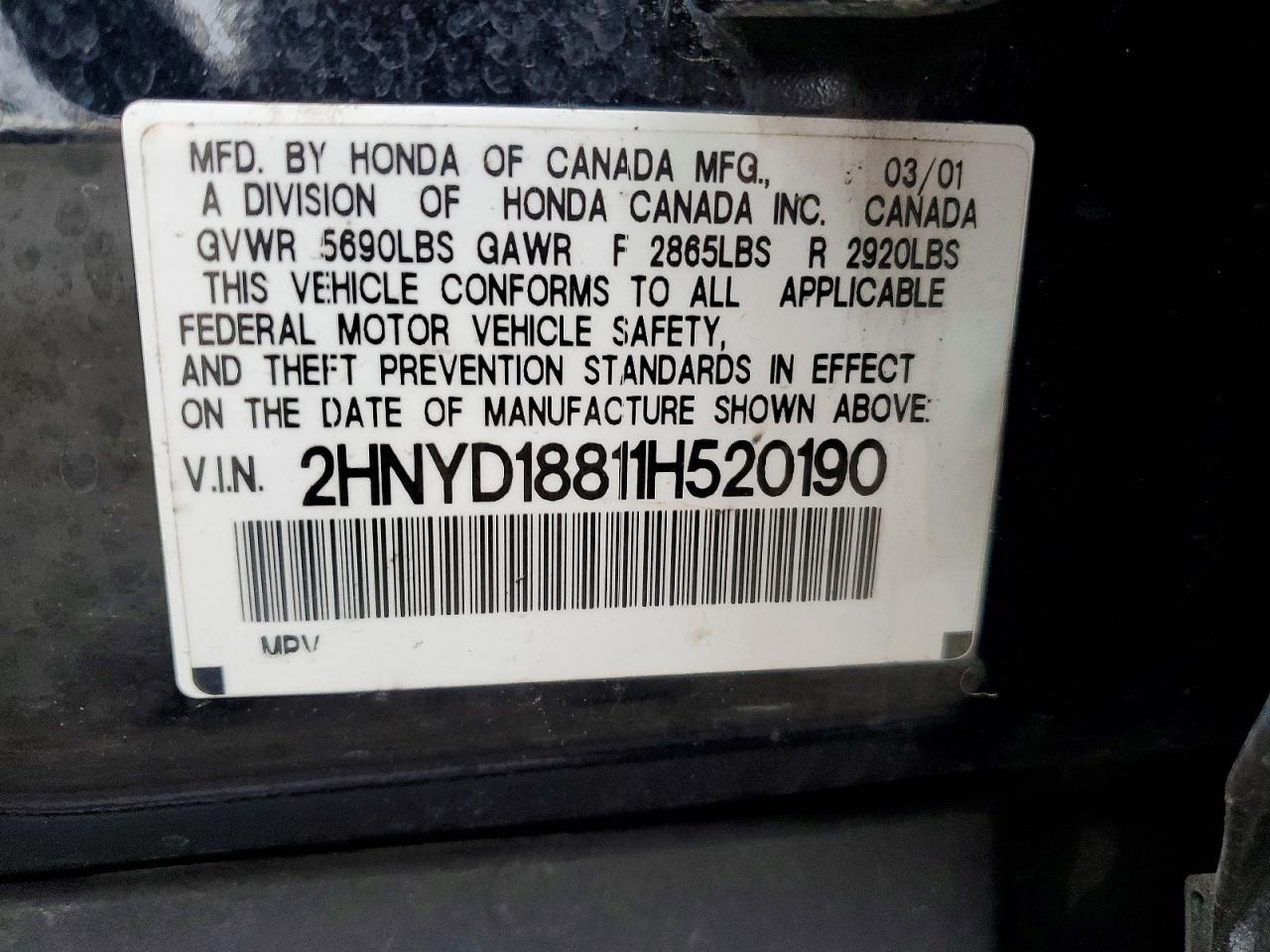 2001 ACURA MDX