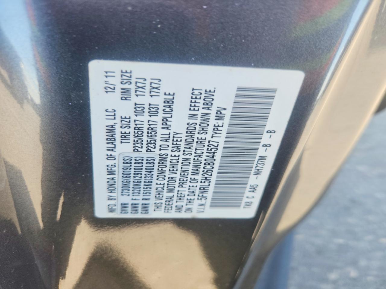 2012 HONDA ODYSSEY