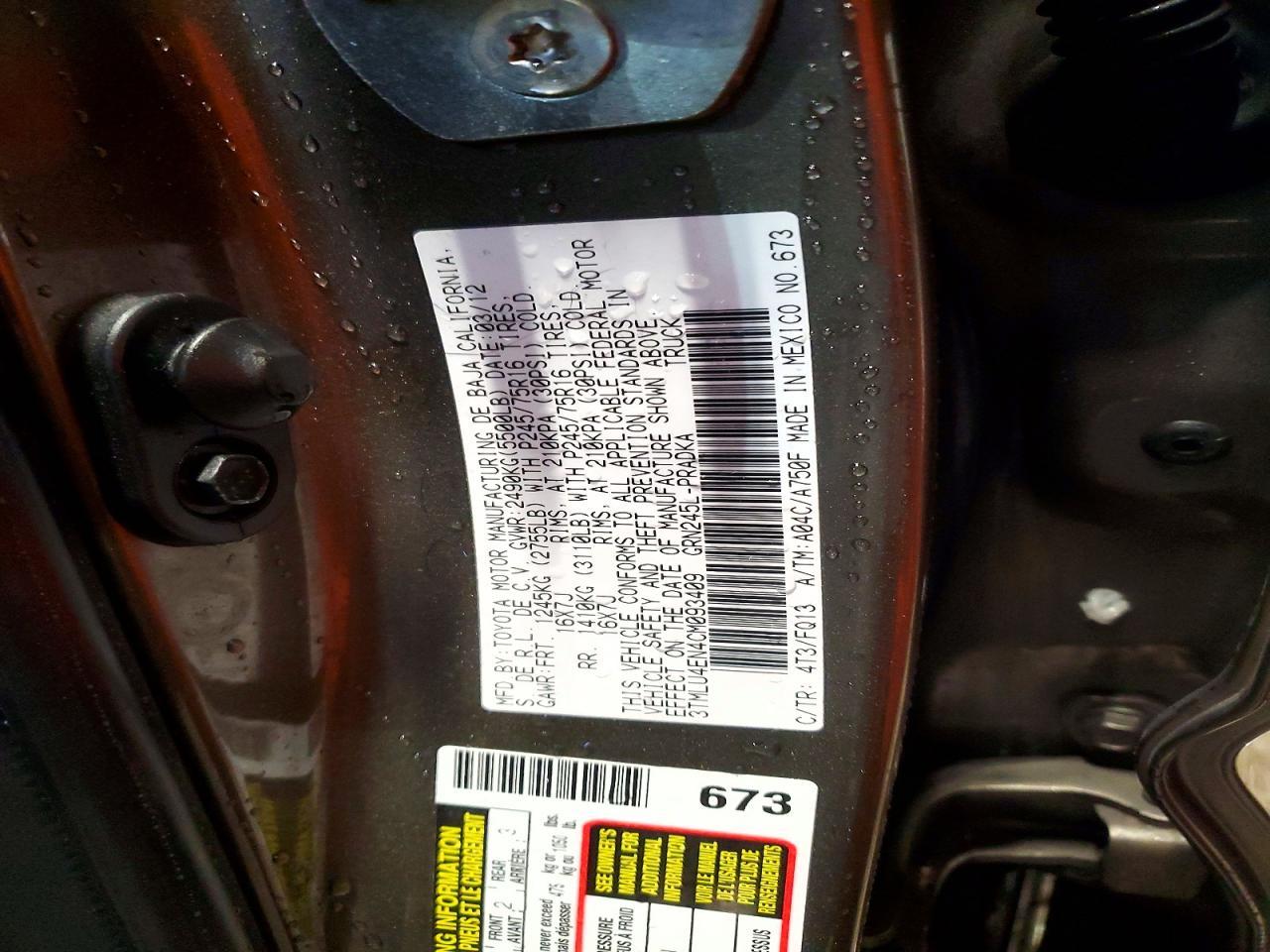 2012 TOYOTA TACOMA