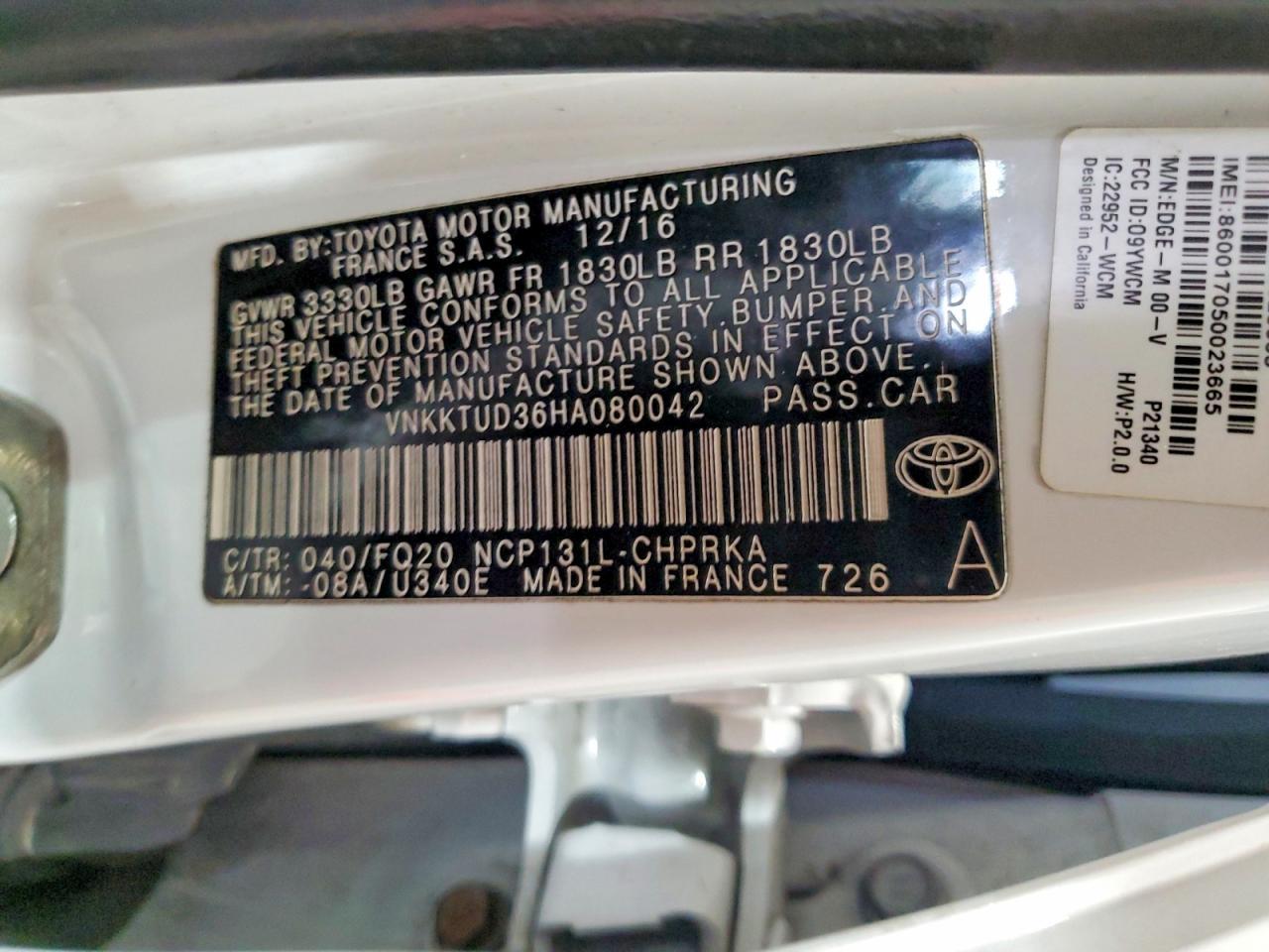 2017 TOYOTA YARIS