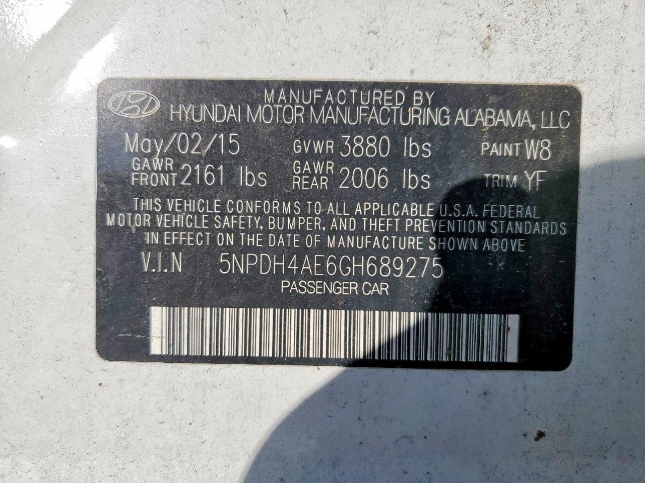 2016 HYUNDAI ELANTRA