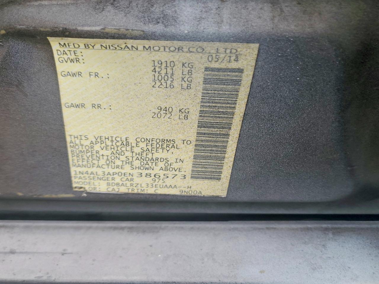 2014 NISSAN ALTIMA