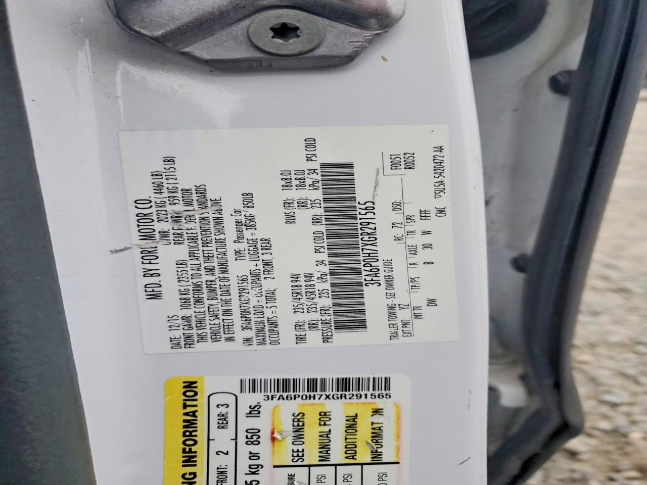 2016 FORD FUSION