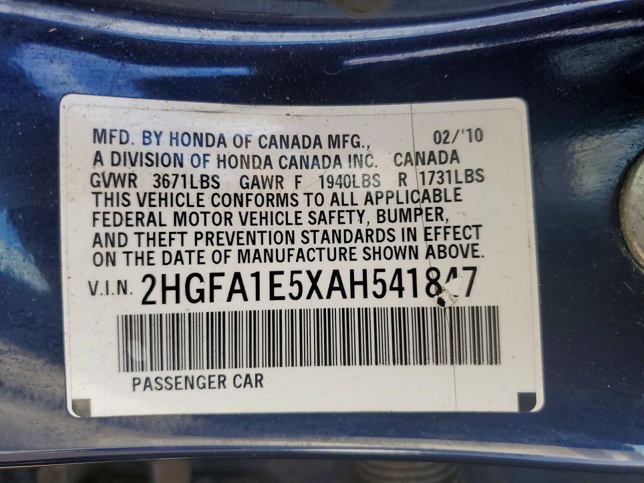 2010 HONDA CIVIC