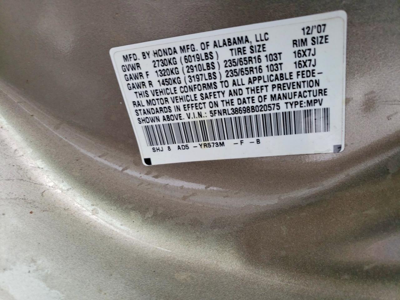 2008 HONDA ODYSSEY