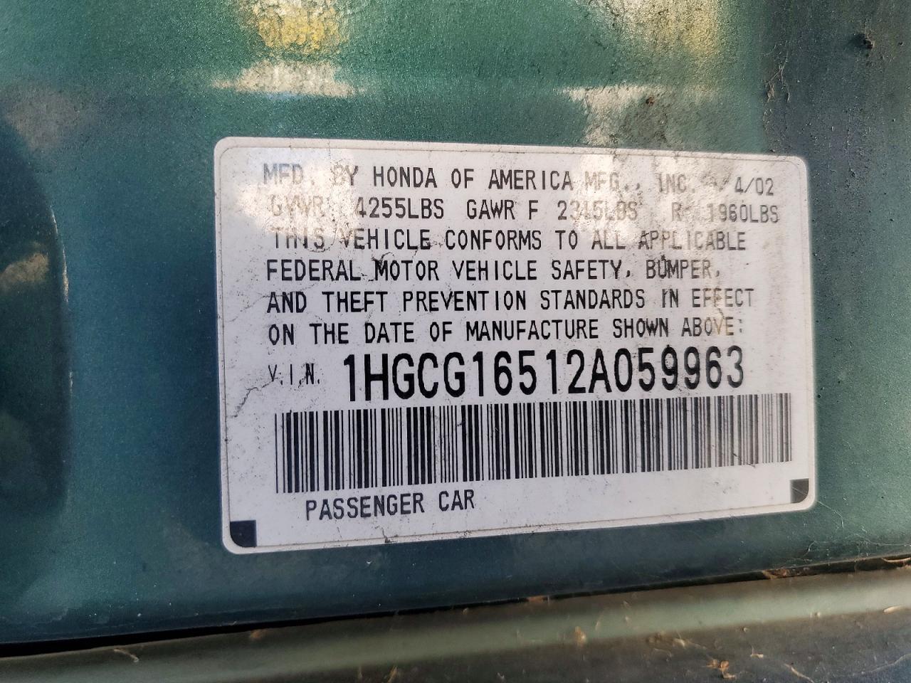 2002 HONDA ACCORD
