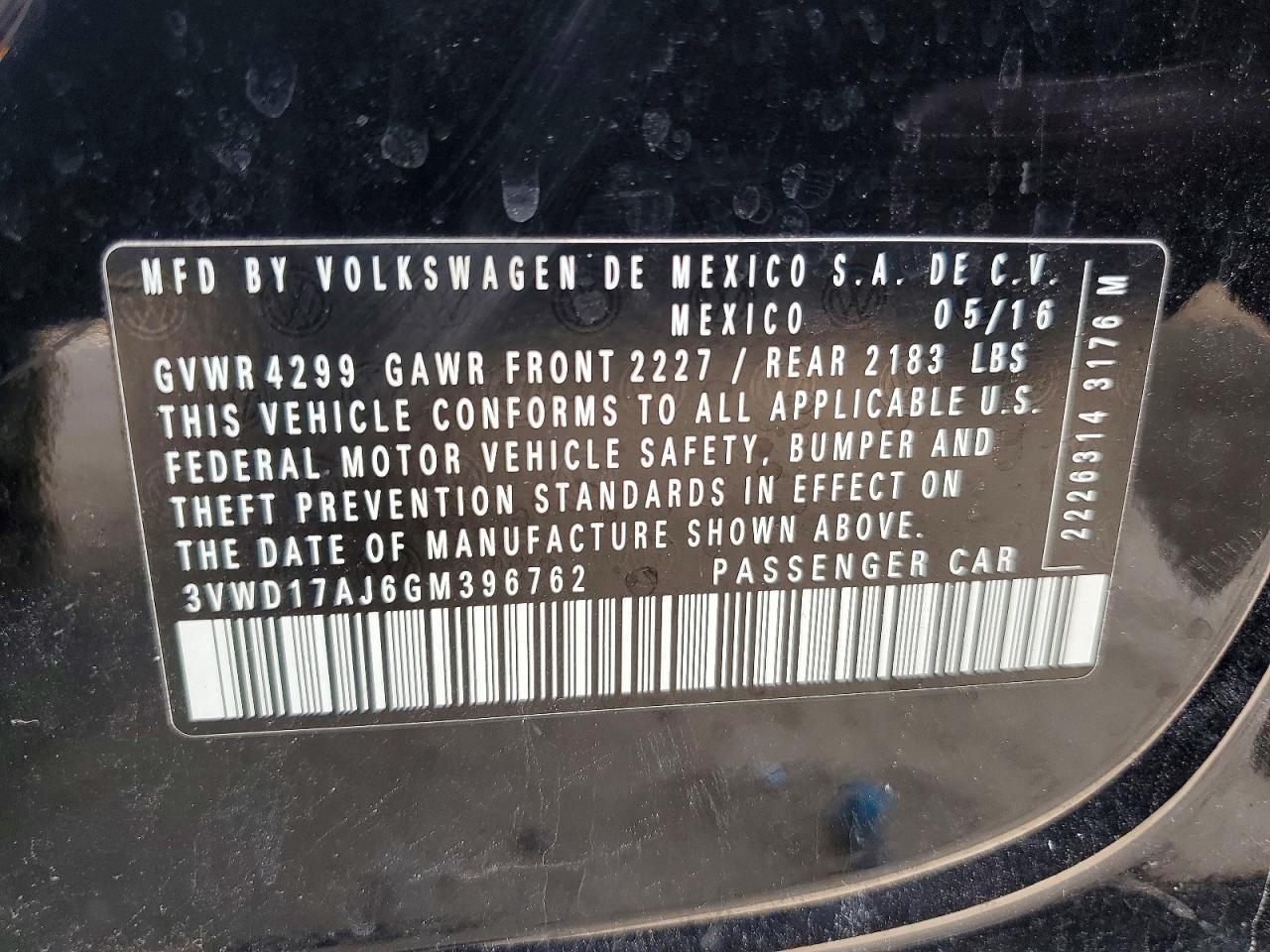 2016 VOLKSWAGEN JETTA
