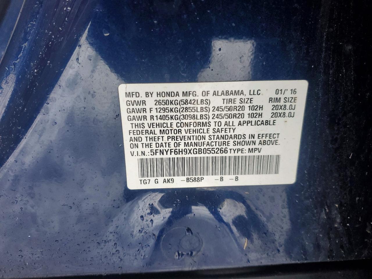 2016 HONDA PILOT
