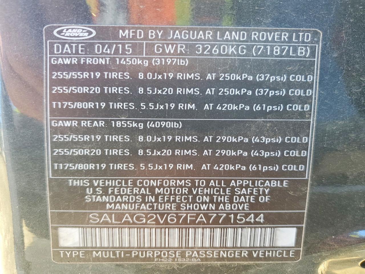 2015 LAND ROVER LR4