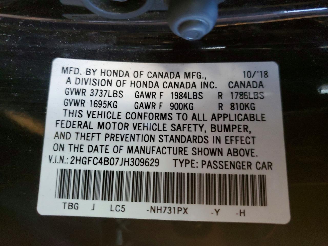 2018 HONDA CIVIC