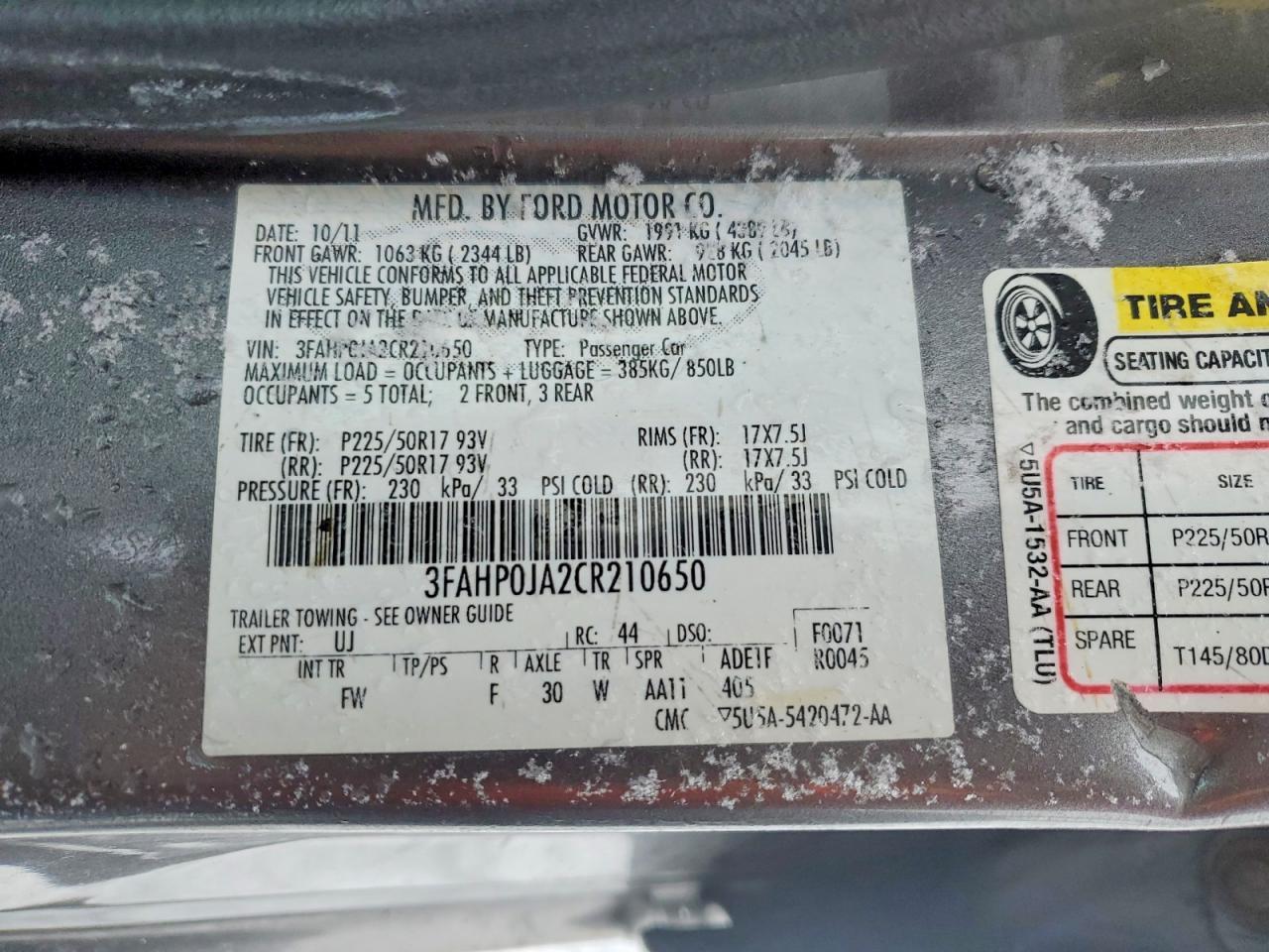 2012 FORD FUSION