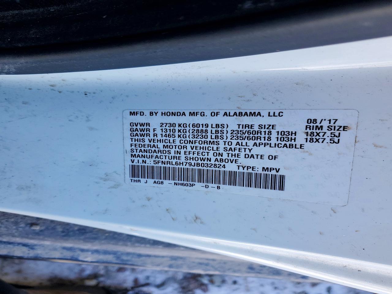 2018 HONDA ODYSSEY