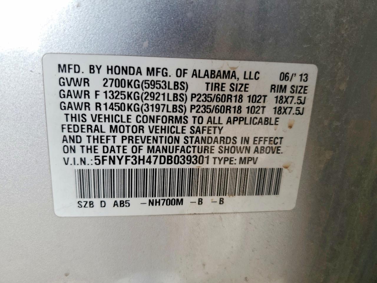 2013 HONDA PILOT