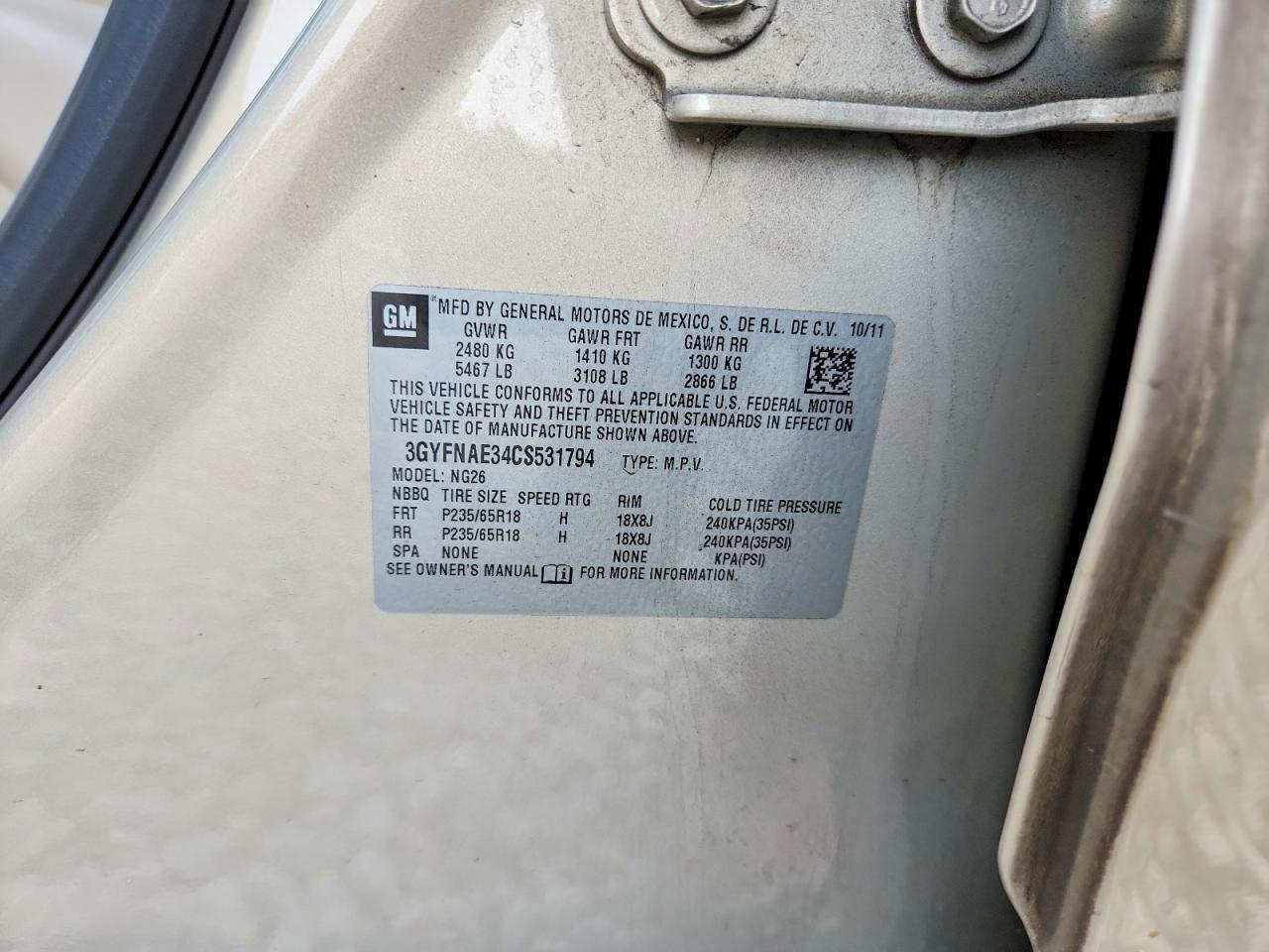 2012 CADILLAC SRX