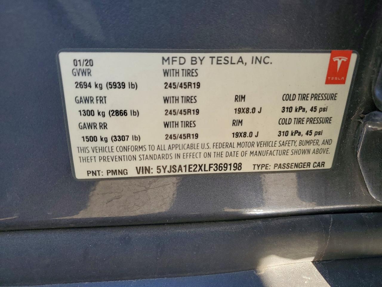 2020 TESLA MODEL S