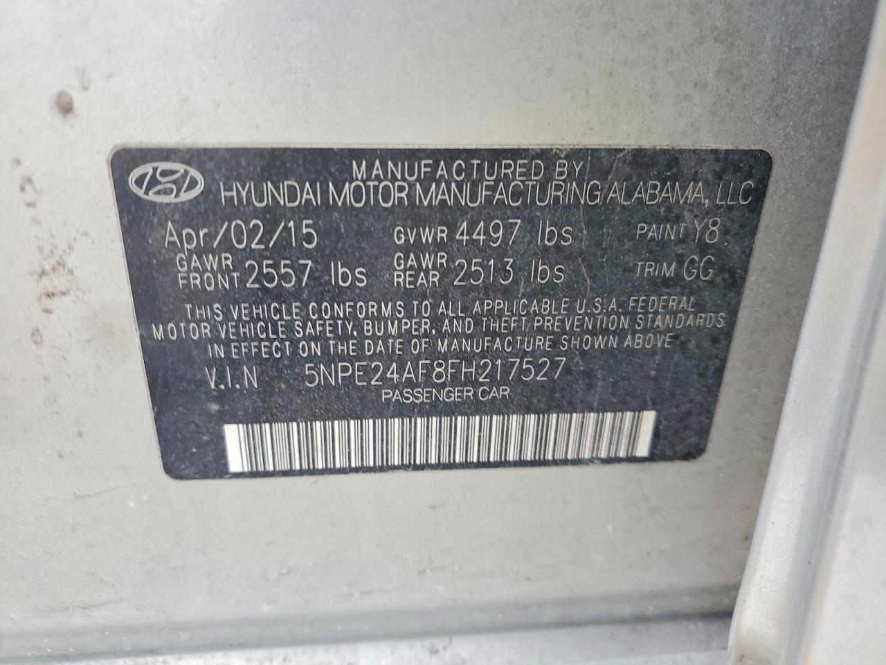 2015 HYUNDAI SONATA