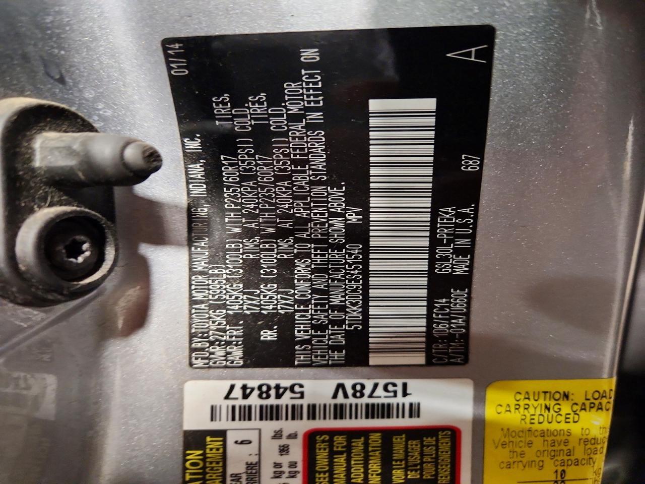 2014 TOYOTA SIENNA