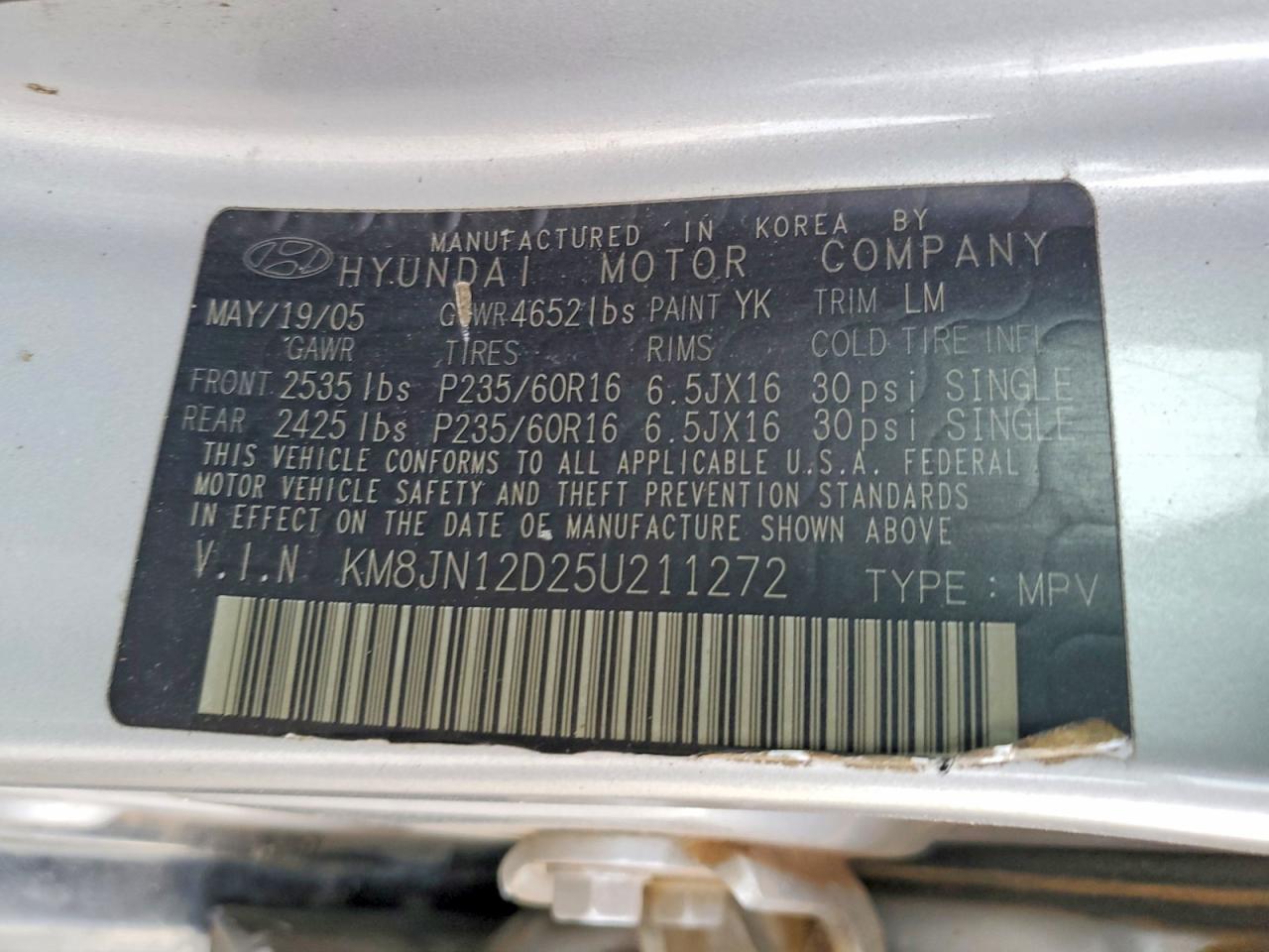 2005 HYUNDAI TUCSON