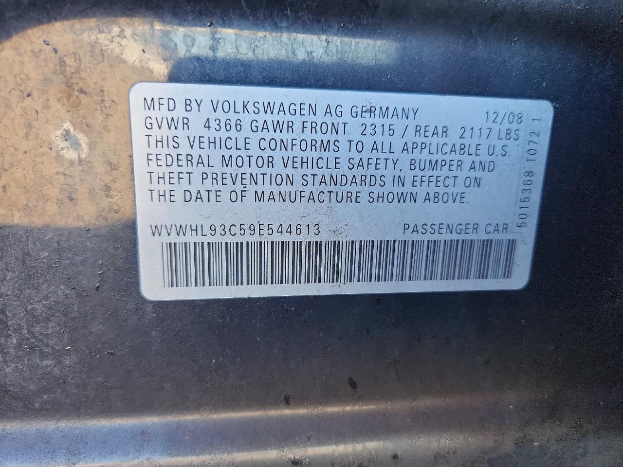 2009 VOLKSWAGEN CC