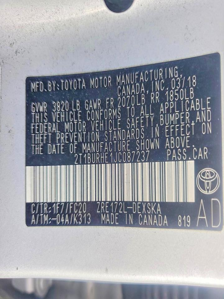 2018 TOYOTA COROLLA