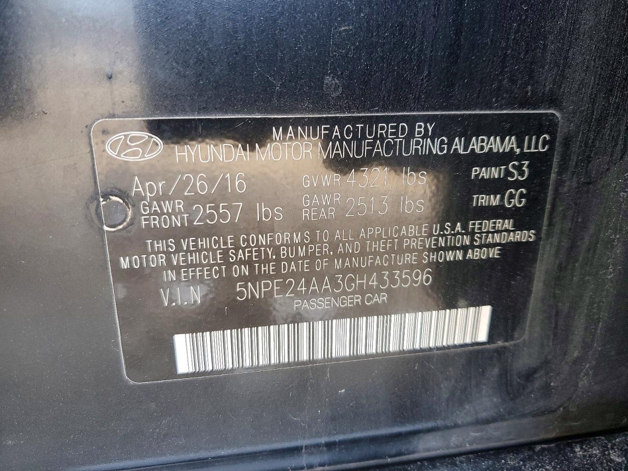 2016 HYUNDAI SONATA