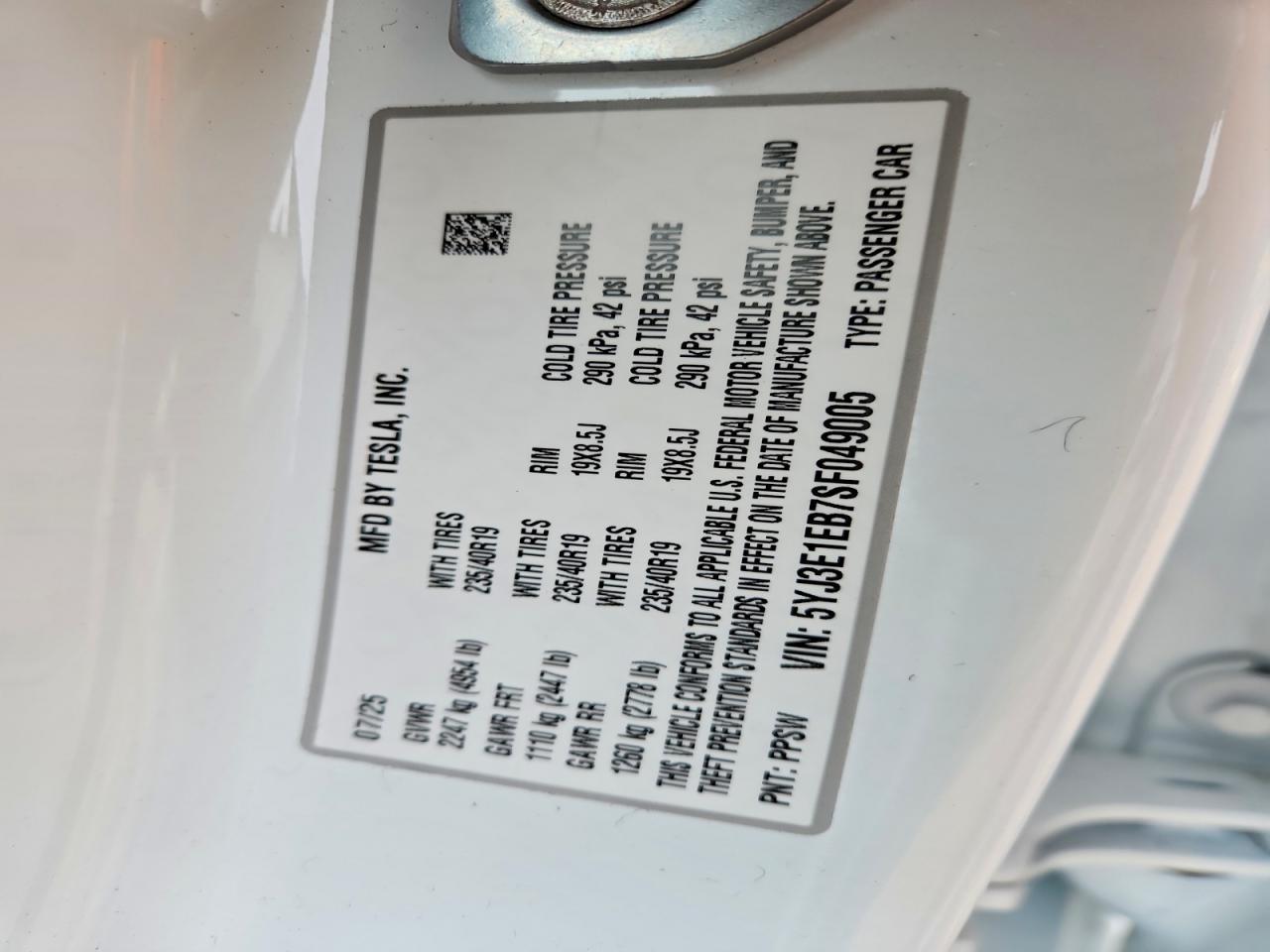 2025 TESLA MODEL 3