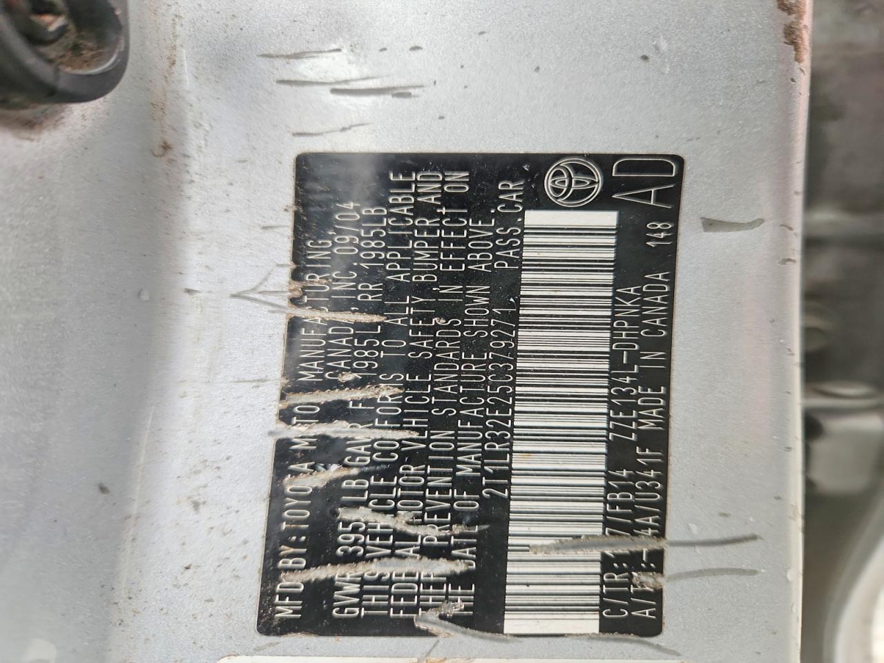 2005 TOYOTA COROLLA