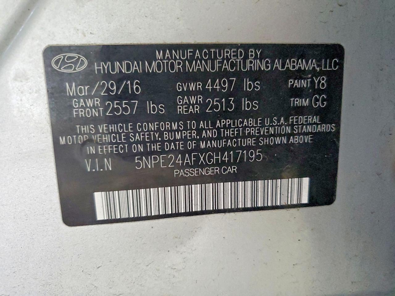 2016 HYUNDAI SONATA