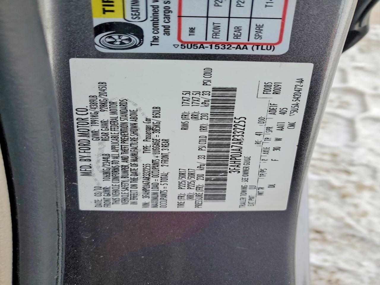 2010 FORD FUSION
