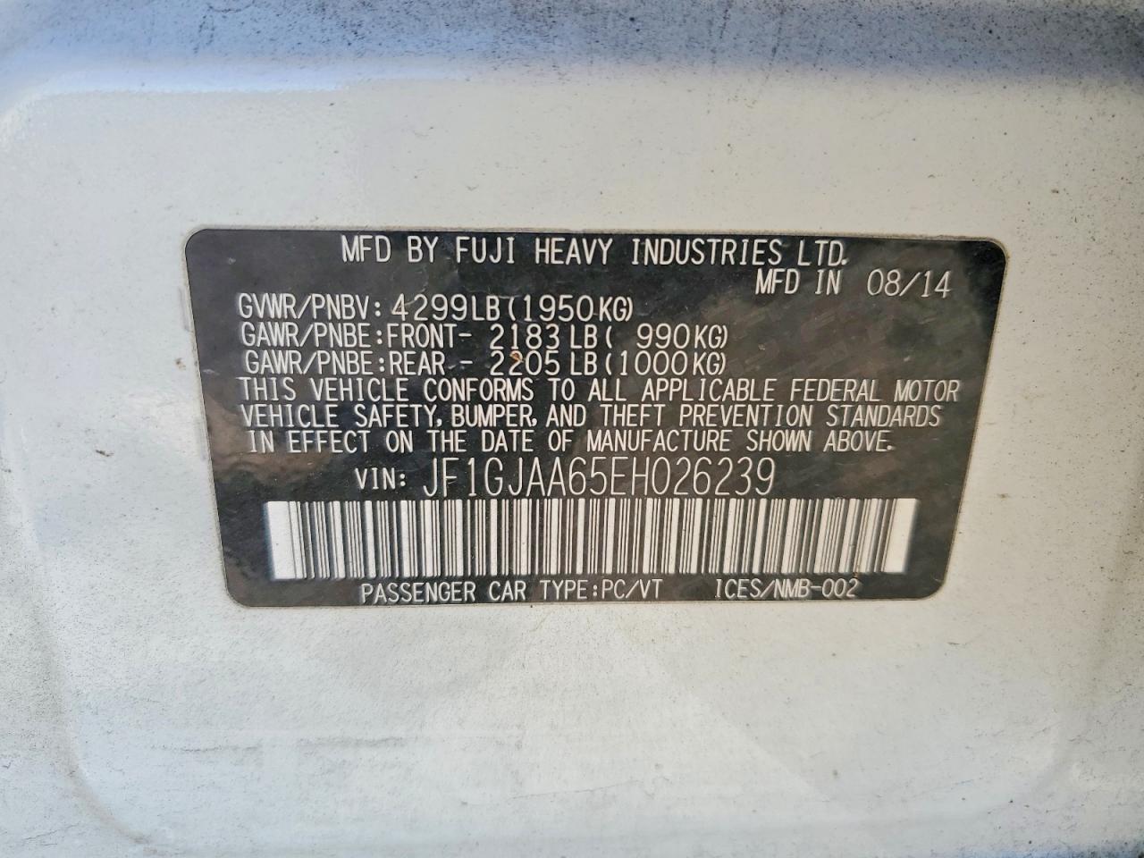 2014 SUBARU IMPREZA
