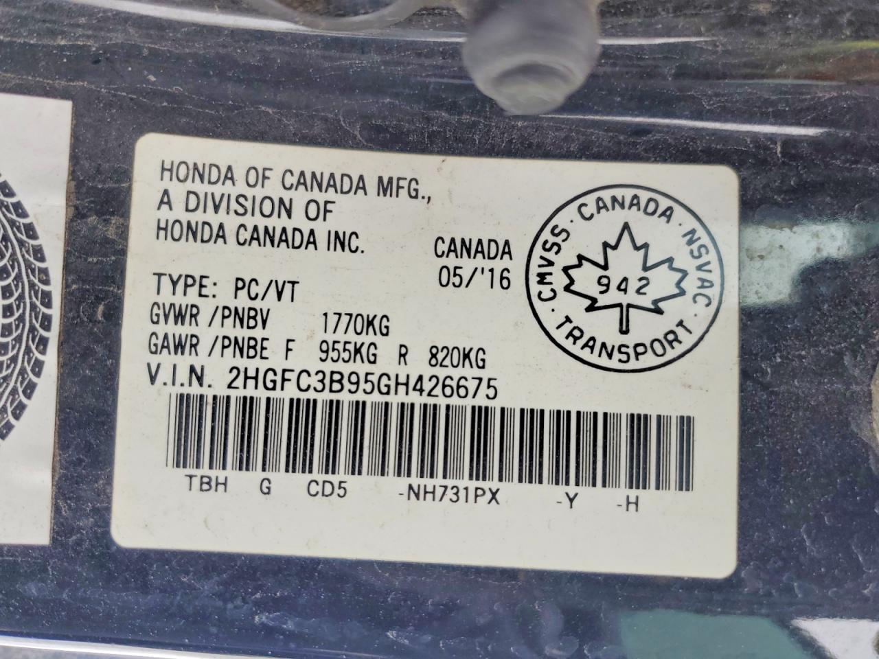 2016 HONDA CIVIC