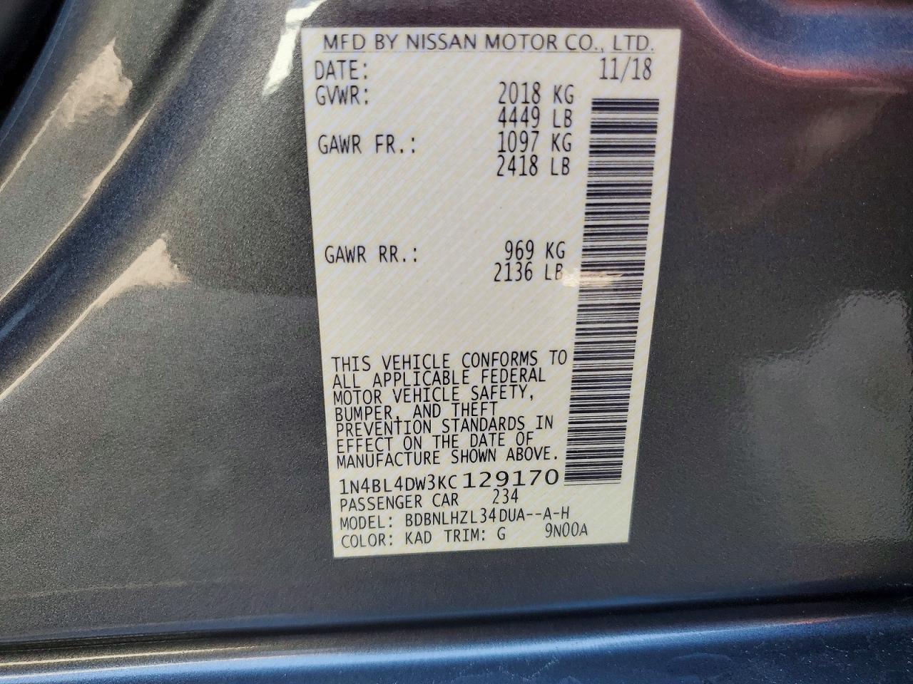 2019 NISSAN ALTIMA