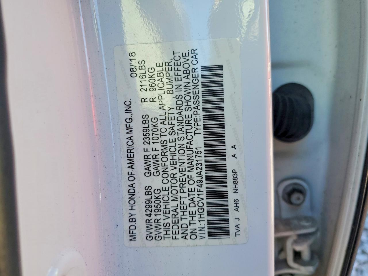 2018 HONDA ACCORD