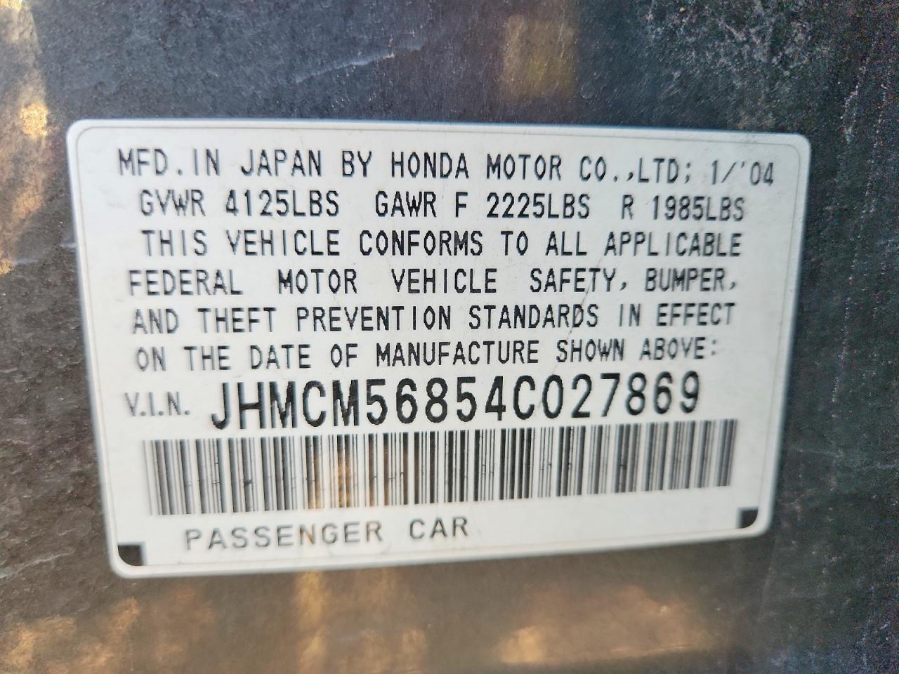 2004 HONDA ACCORD
