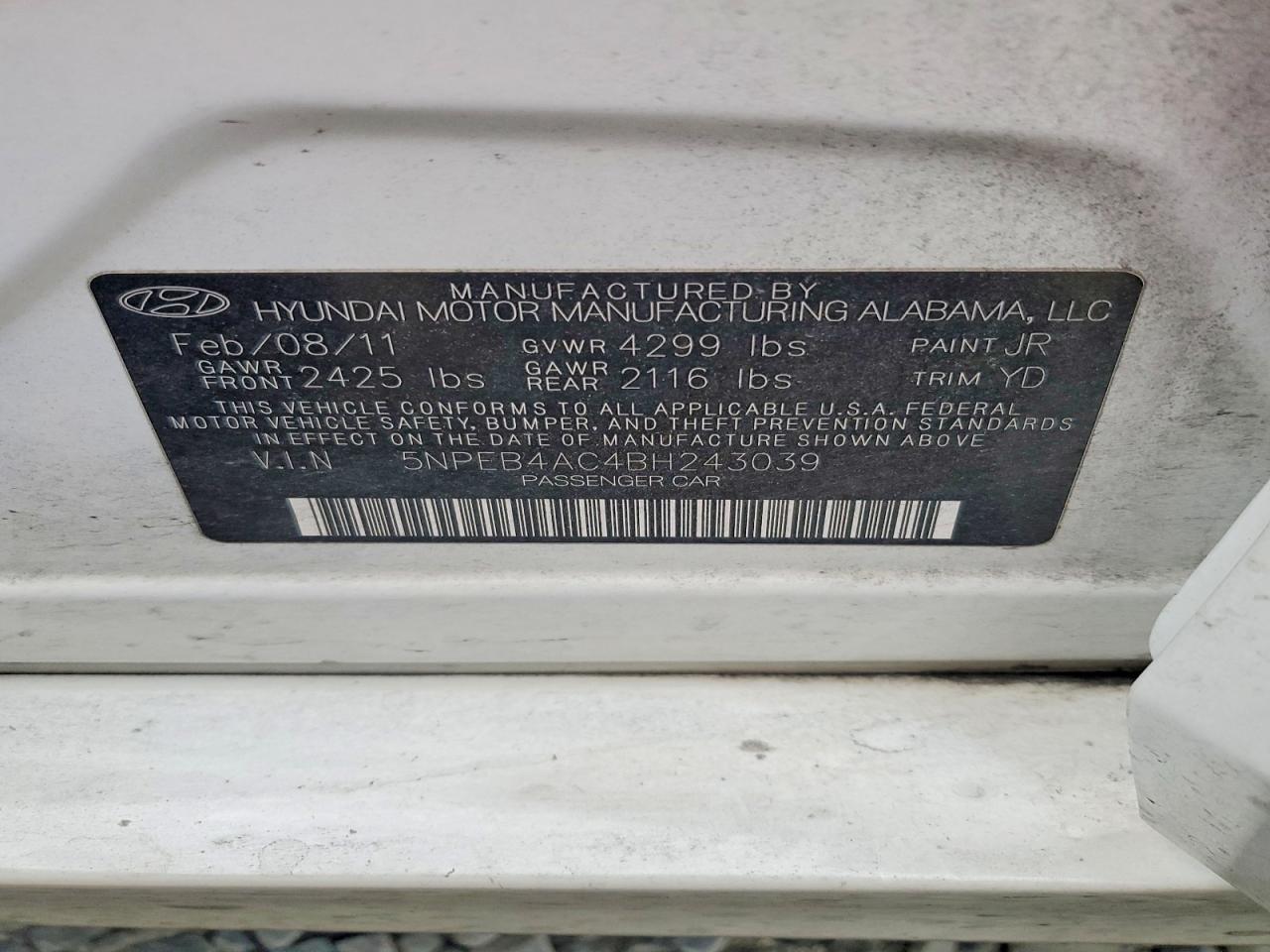 2011 HYUNDAI SONATA