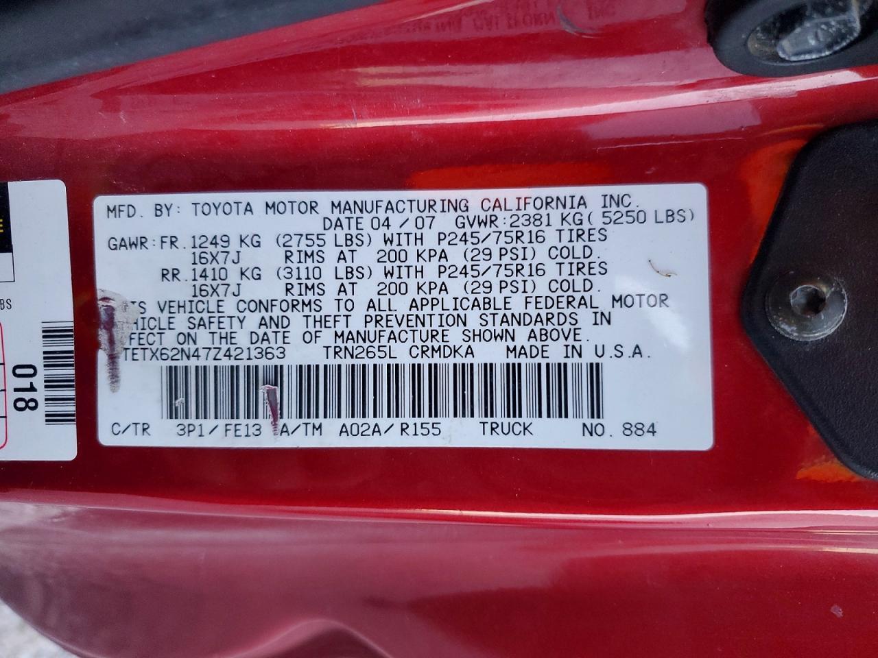 2007 TOYOTA TACOMA