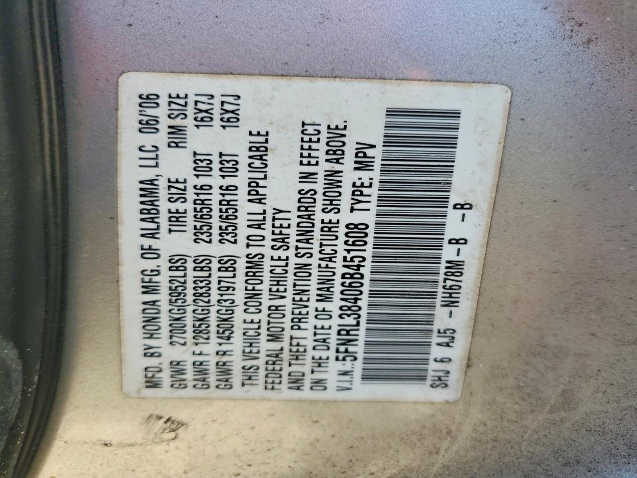 2006 HONDA ODYSSEY