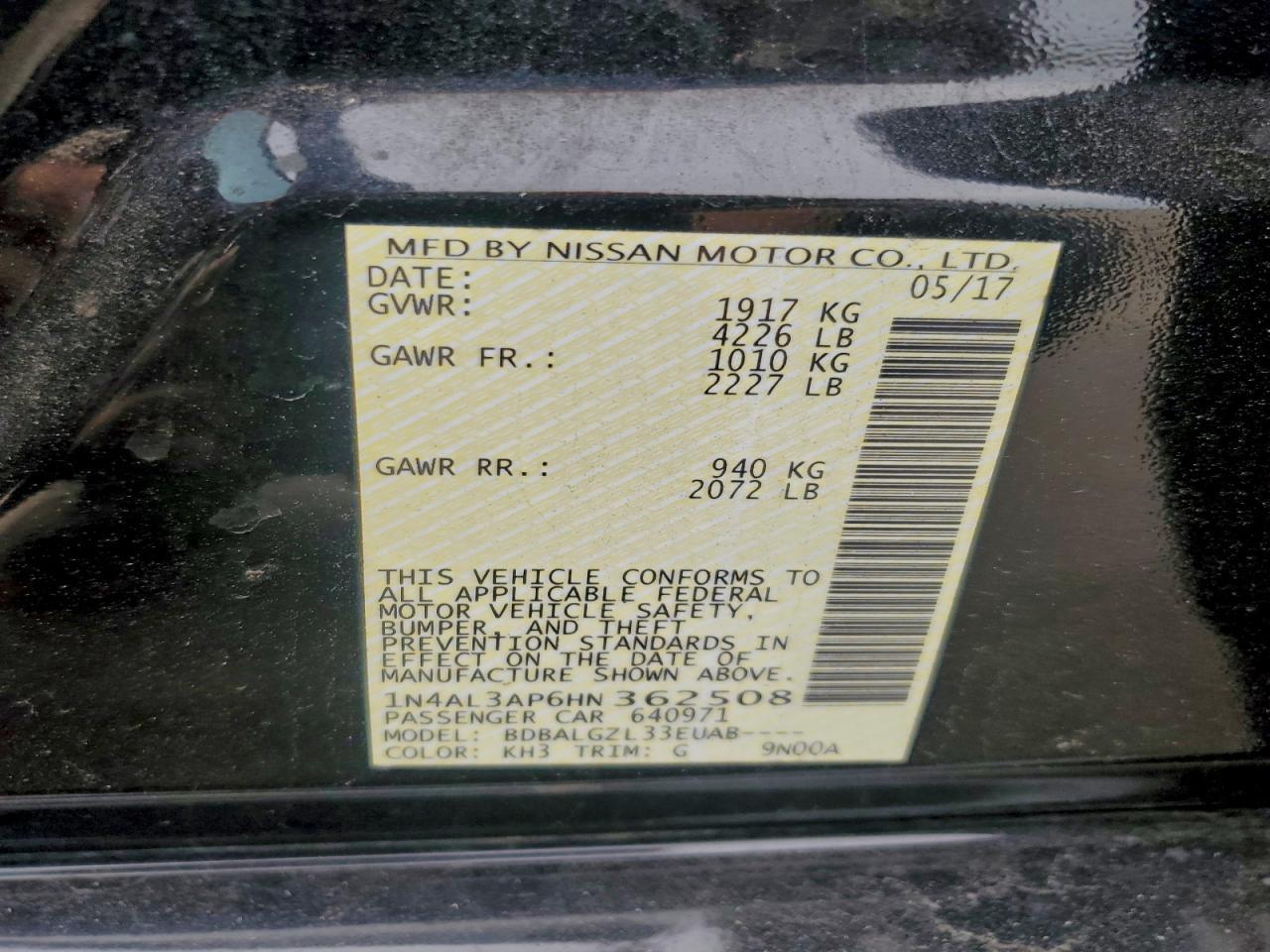 2017 NISSAN ALTIMA